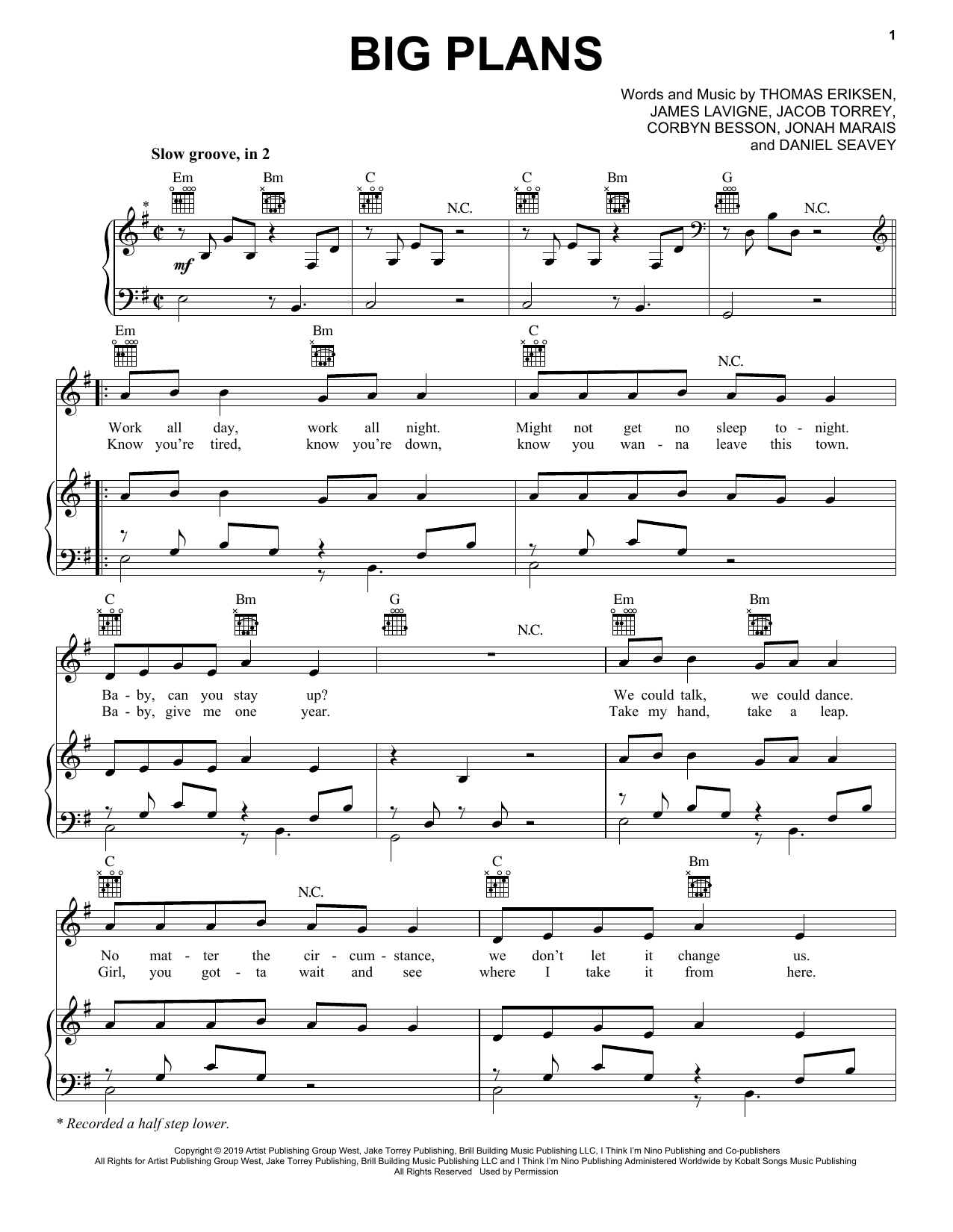 Download Why Don't We Big Plans Sheet Music and learn how to play Piano, Vocal & Guitar Chords (Right-Hand Melody) PDF digital score in minutes