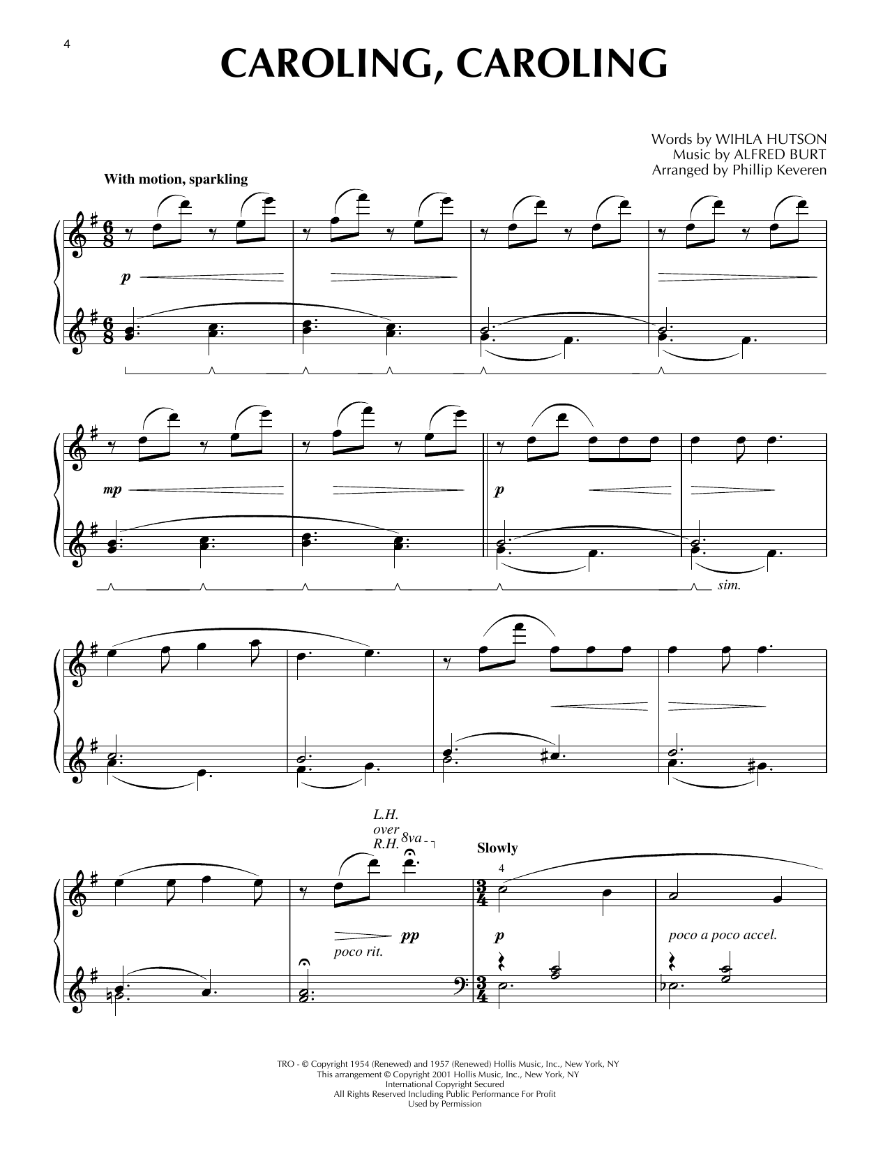 Download Wihla Hutson and Alfred Burt Caroling, Caroling [Jazz version] (arr. Phillip Keveren) Sheet Music and learn how to play Piano Solo PDF digital score in minutes