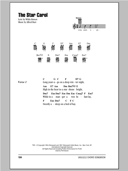 Download Wihla Hutson The Star Carol Sheet Music and learn how to play Easy Piano PDF digital score in minutes