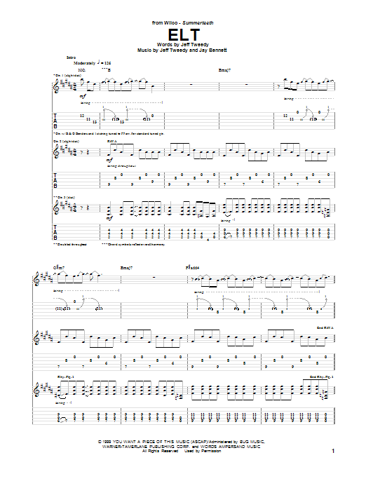 Download Wilco ELT Sheet Music and learn how to play Guitar Tab PDF digital score in minutes