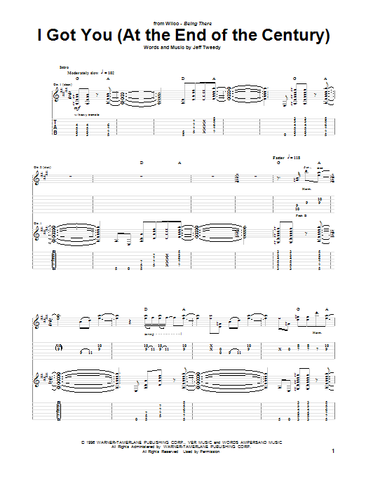 Download Wilco I Got You (At The End Of The Century) Sheet Music and learn how to play Guitar Tab PDF digital score in minutes