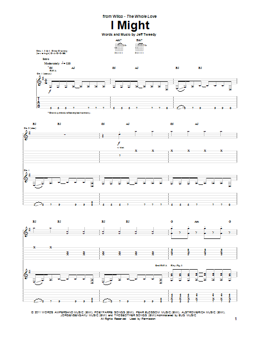 Download Wilco I Might Sheet Music and learn how to play Guitar Tab PDF digital score in minutes