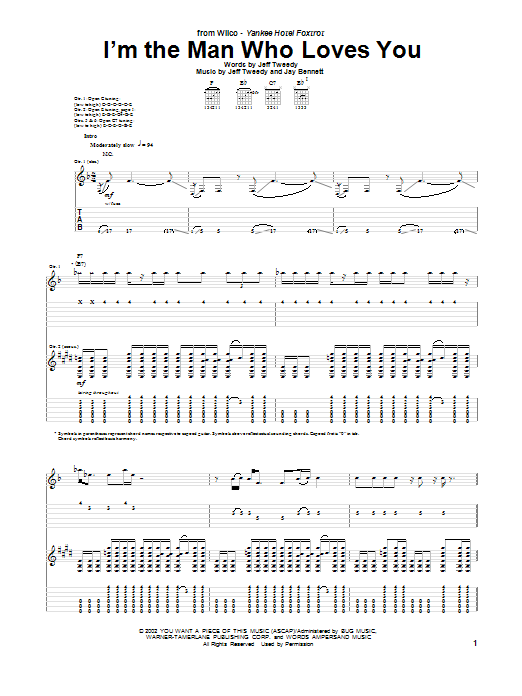 Download Wilco I'm The Man Who Loves You Sheet Music and learn how to play Guitar Tab PDF digital score in minutes