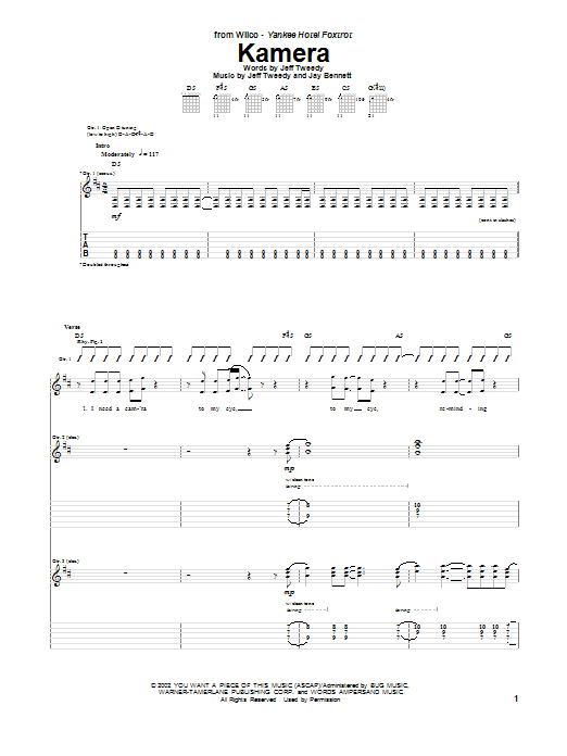 Download Wilco Kamera Sheet Music and learn how to play Guitar Tab PDF digital score in minutes