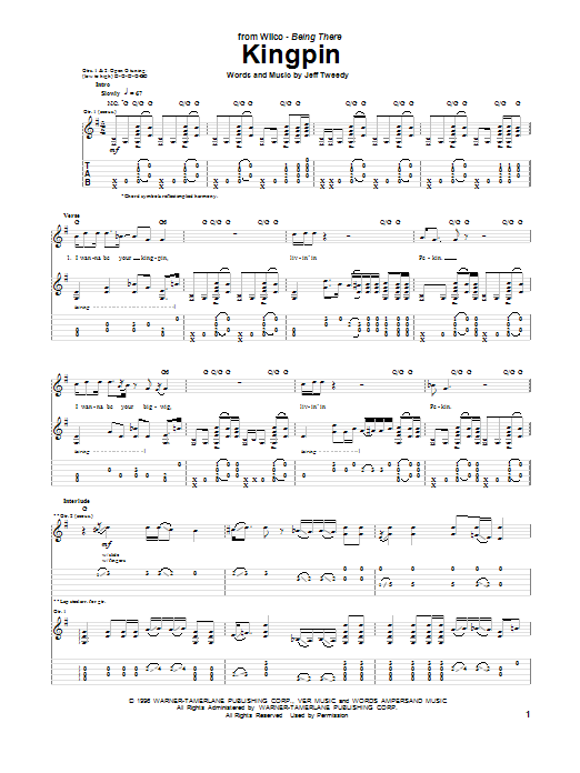 Download Wilco Kingpin Sheet Music and learn how to play Guitar Tab PDF digital score in minutes