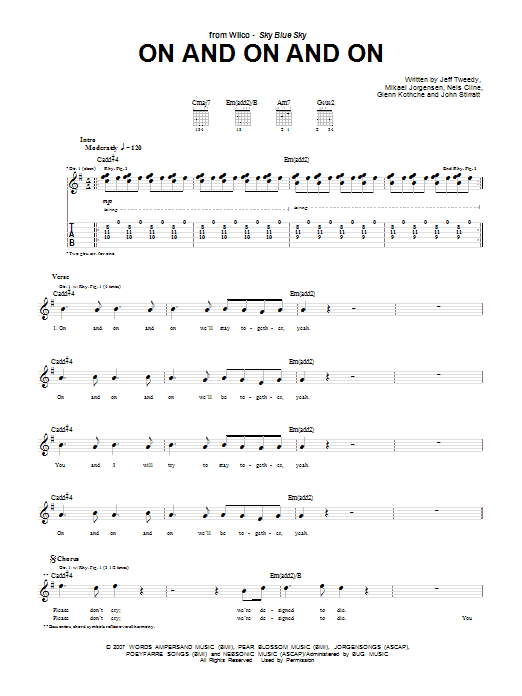 Download Wilco On And On And On Sheet Music and learn how to play Guitar Tab PDF digital score in minutes