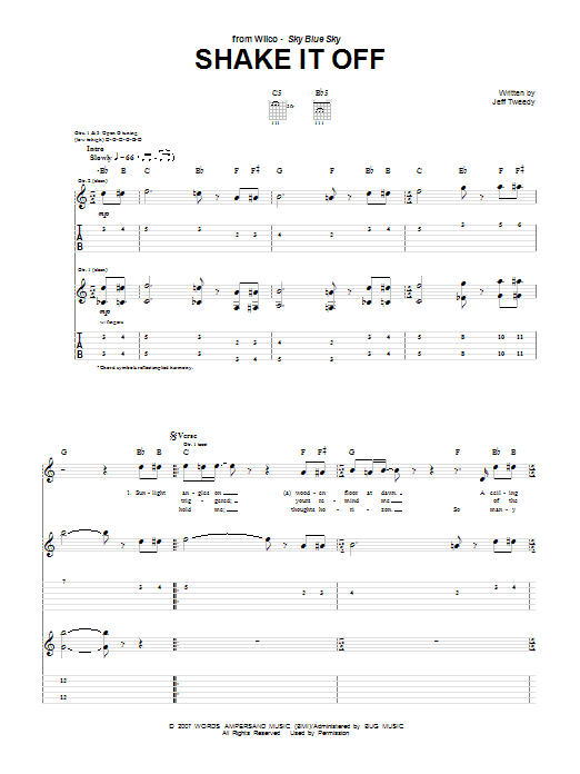 Download Wilco Shake It Off Sheet Music and learn how to play Guitar Tab PDF digital score in minutes