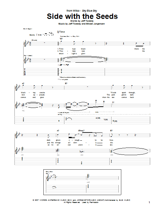 Download Wilco Side With The Seeds Sheet Music and learn how to play Guitar Tab PDF digital score in minutes