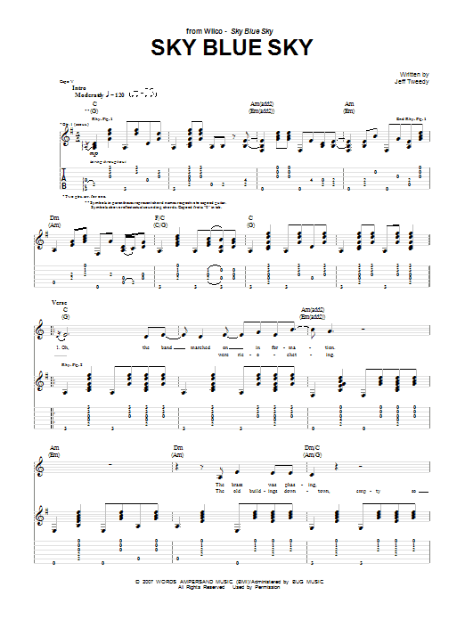 Download Wilco Sky Blue Sky Sheet Music and learn how to play Guitar Tab PDF digital score in minutes