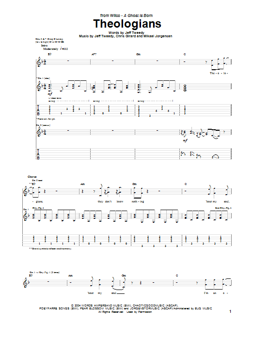 Download Wilco Theologians Sheet Music and learn how to play Guitar Tab PDF digital score in minutes