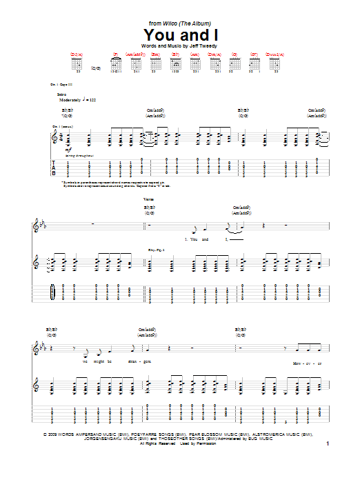 Download Wilco You And I Sheet Music and learn how to play Easy Guitar PDF digital score in minutes