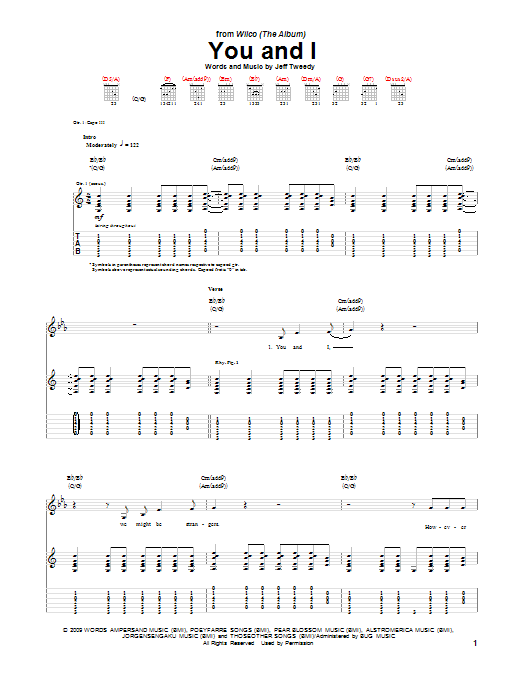 Download Wilco You And I Sheet Music and learn how to play Guitar Lead Sheet PDF digital score in minutes