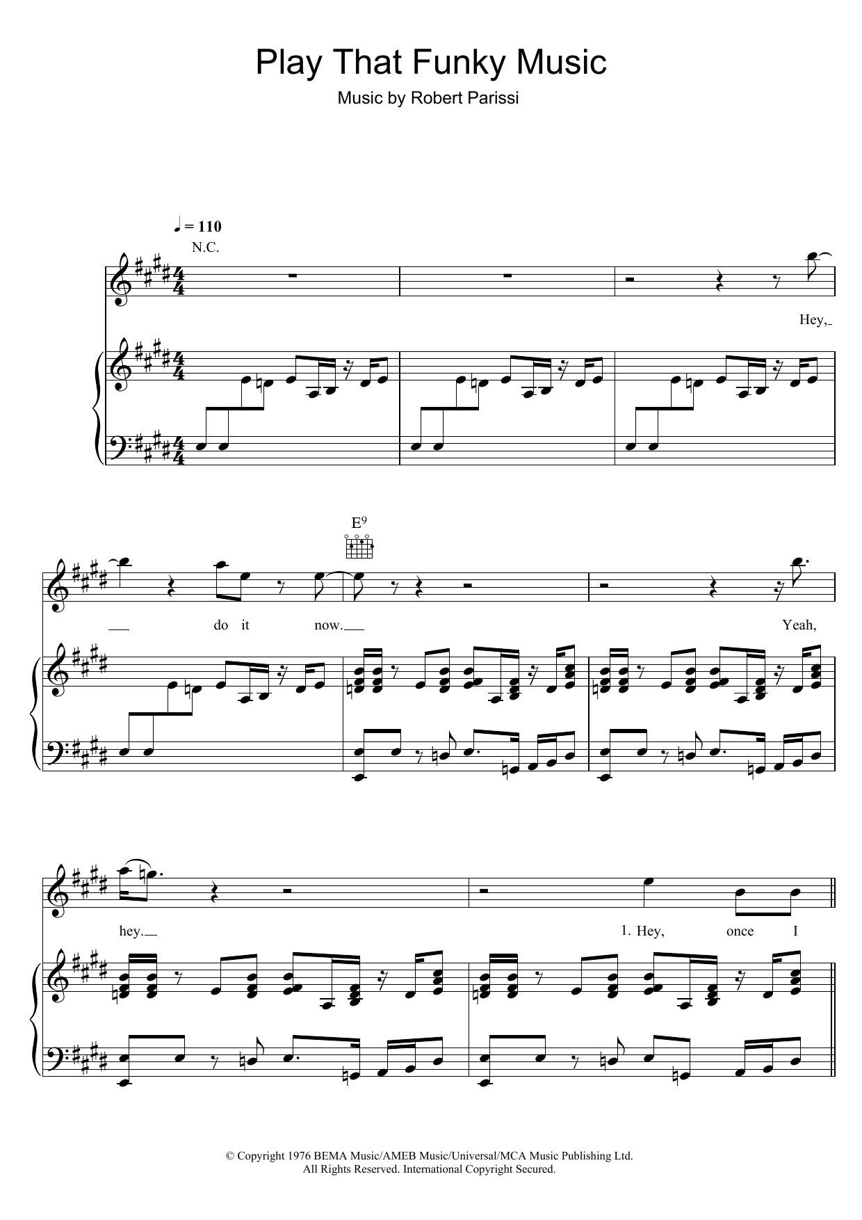 Download Wild Cherry Play That Funky Music Sheet Music and learn how to play Piano, Vocal & Guitar PDF digital score in minutes