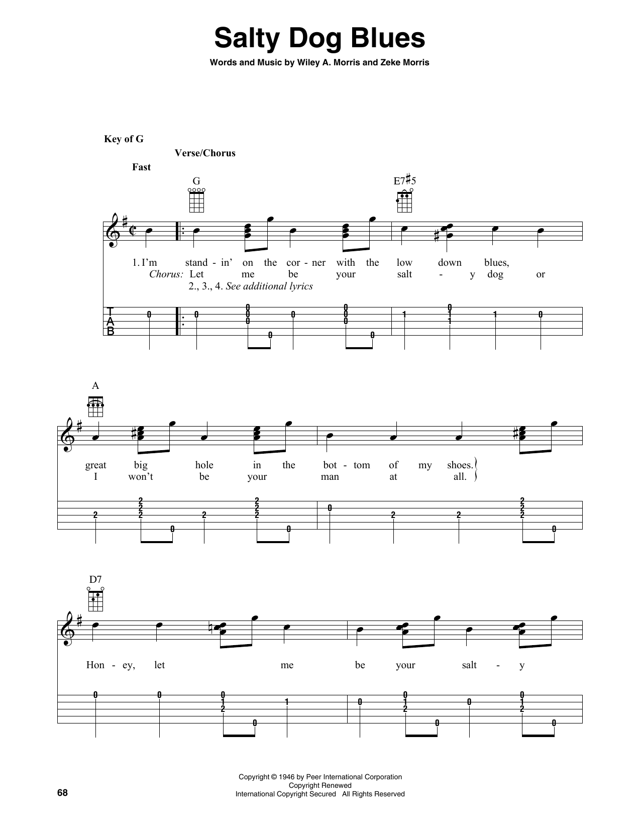 Download Wiley A. Morris Salty Dog Blues Sheet Music and learn how to play Banjo Tab PDF digital score in minutes