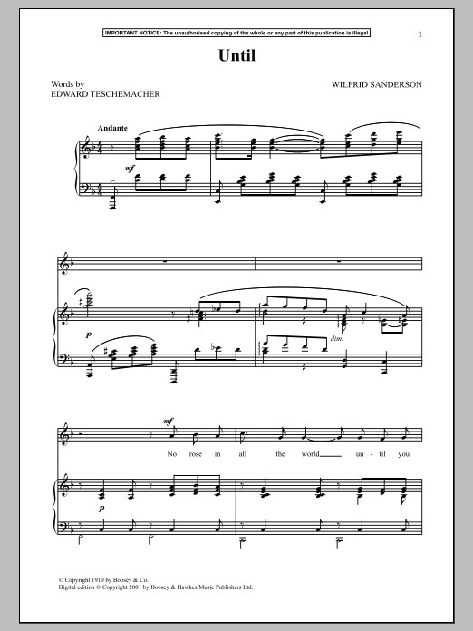 Download Wilfrid Sanderson Until Sheet Music and learn how to play Piano & Vocal PDF digital score in minutes