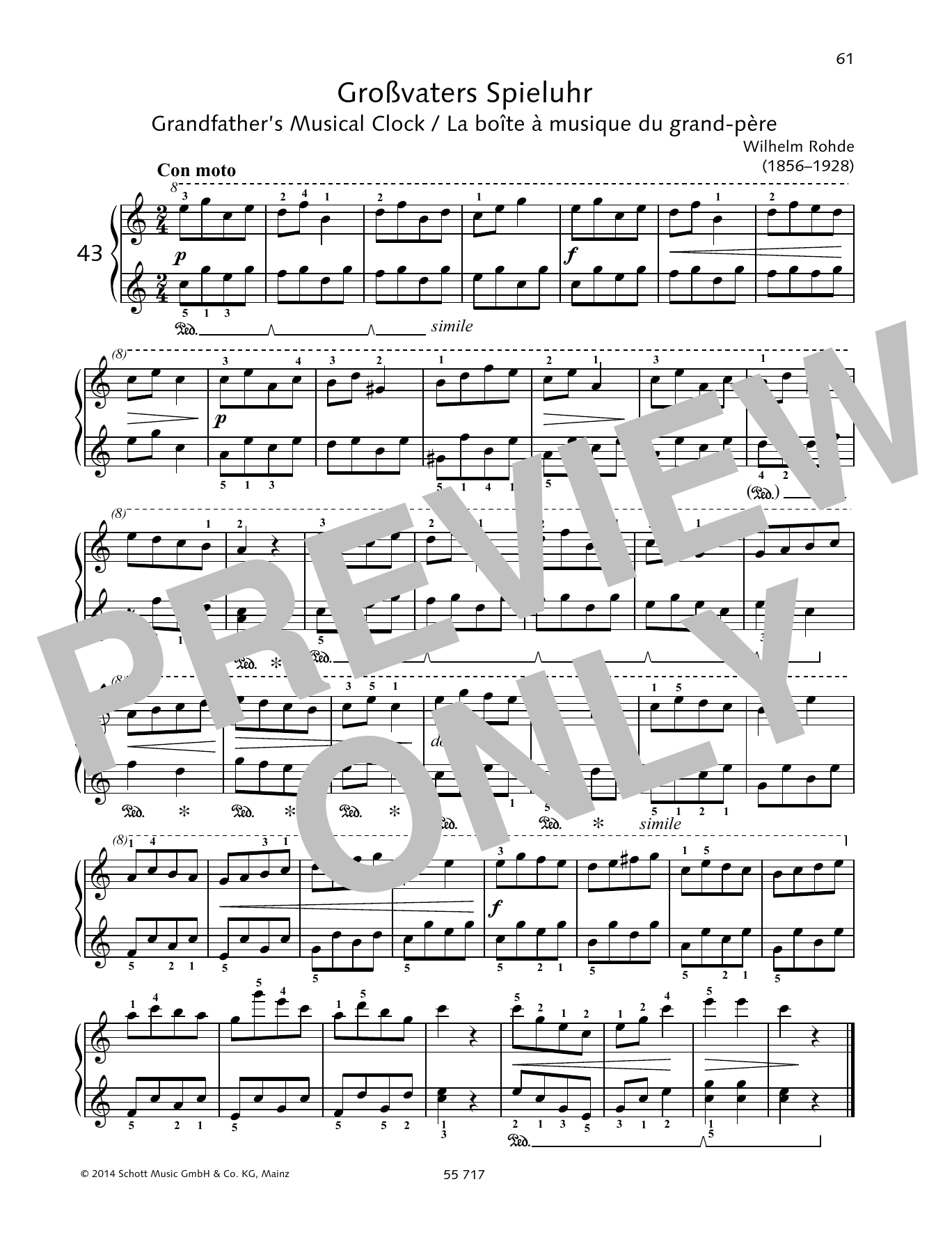 Download Wilhelm Rohde Grandfather's Musical Clock Sheet Music and learn how to play Piano Solo PDF digital score in minutes