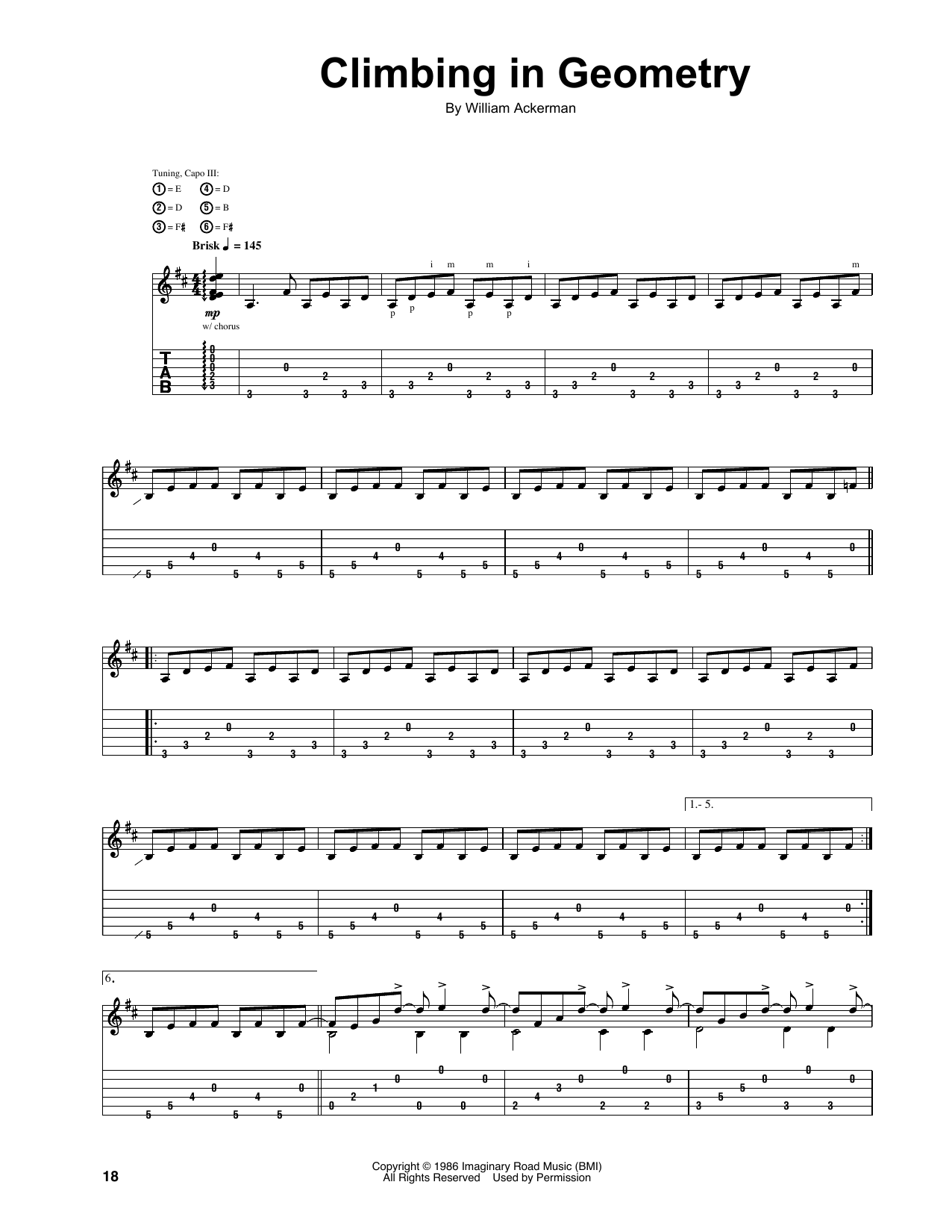 Download Will Ackerman Climbing In Geometry Sheet Music and learn how to play Guitar Tab PDF digital score in minutes