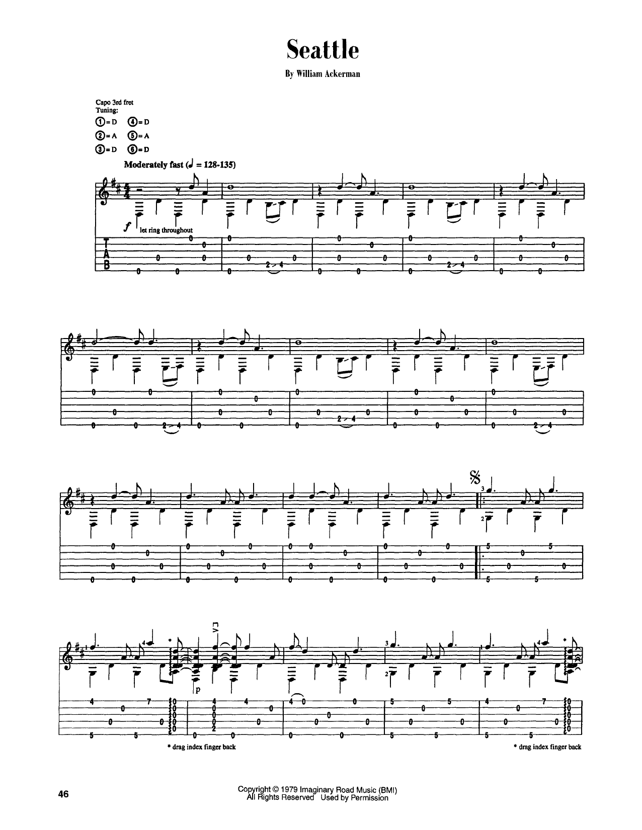 Download Will Ackerman Seattle Sheet Music and learn how to play Guitar Tab PDF digital score in minutes