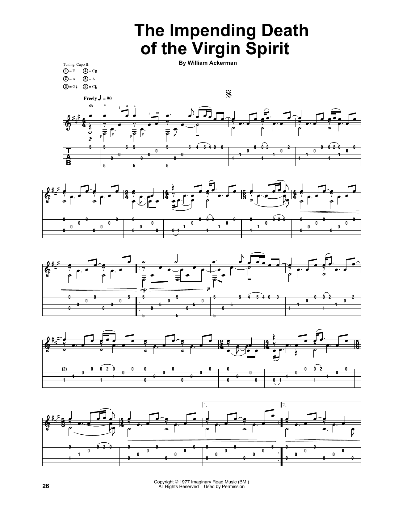 Download Will Ackerman The Impending Death Of The Virgin Spirit Sheet Music and learn how to play Guitar Tab PDF digital score in minutes