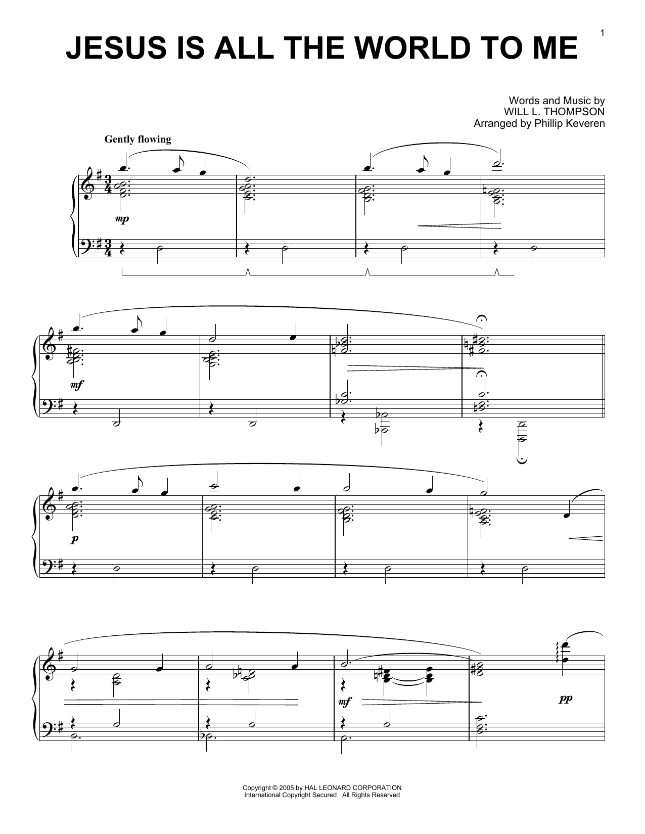 Download Will L. Thompson Jesus Is All The World To Me [Jazz version] (arr. Phillip Keveren) Sheet Music and learn how to play Piano Solo PDF digital score in minutes