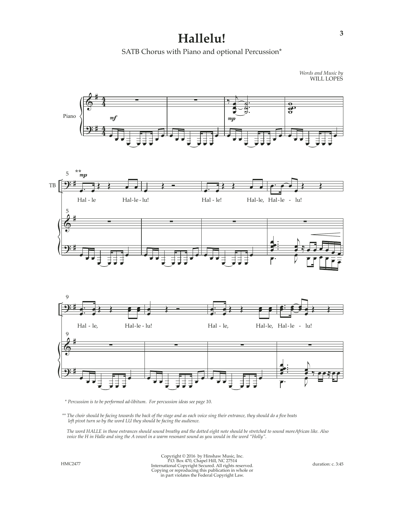 Download Will Lopes Hallelu Sheet Music and learn how to play SATB Choir PDF digital score in minutes