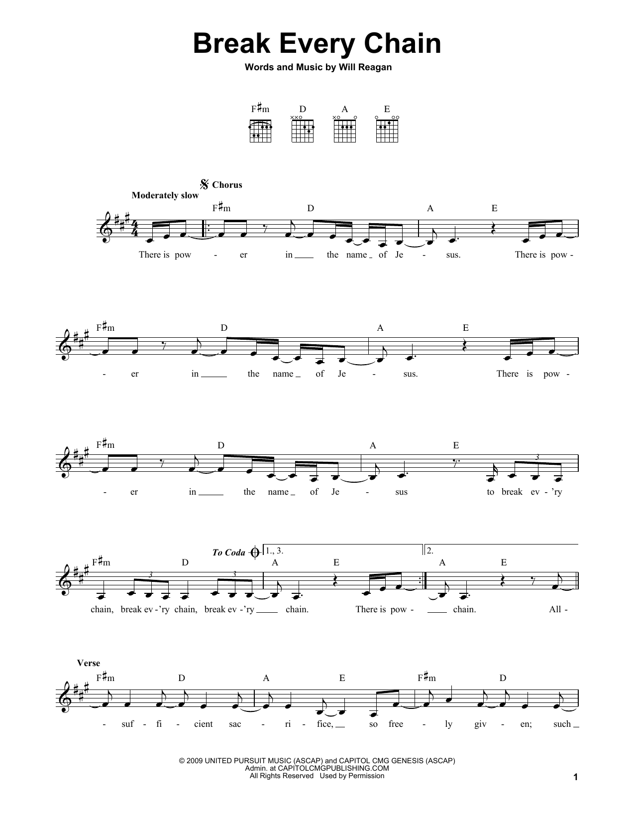 Download Will Reagan Break Every Chain Sheet Music and learn how to play Easy Guitar PDF digital score in minutes