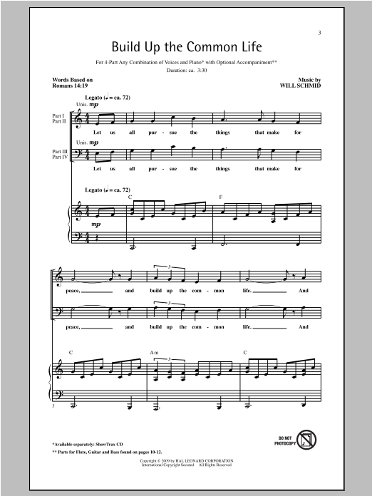 Download Will Schmid Build Up The Common Life Sheet Music and learn how to play 4-Part PDF digital score in minutes
