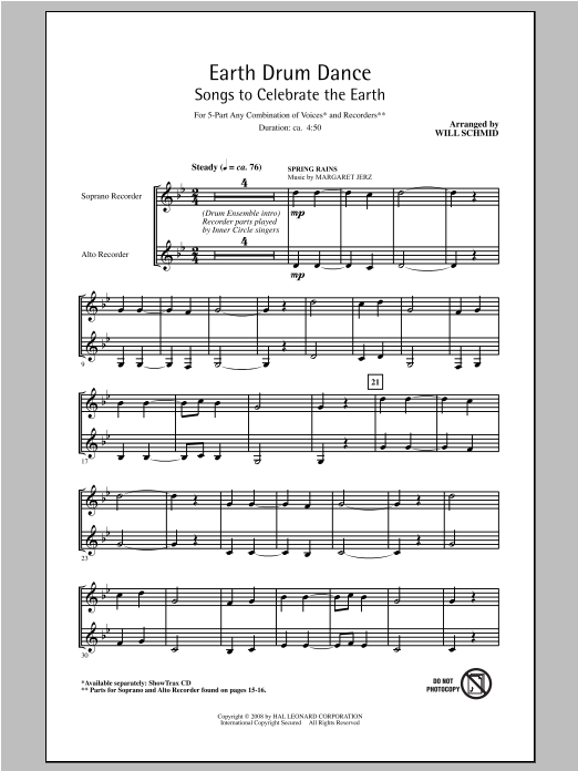 Download Will Schmid Earth Drum Dance Sheet Music and learn how to play 5-Part PDF digital score in minutes