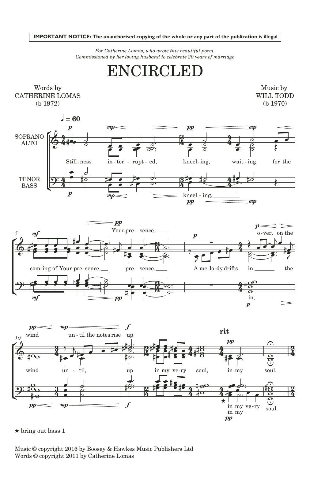 Download Will Todd Encircled Sheet Music and learn how to play SATB Choir PDF digital score in minutes
