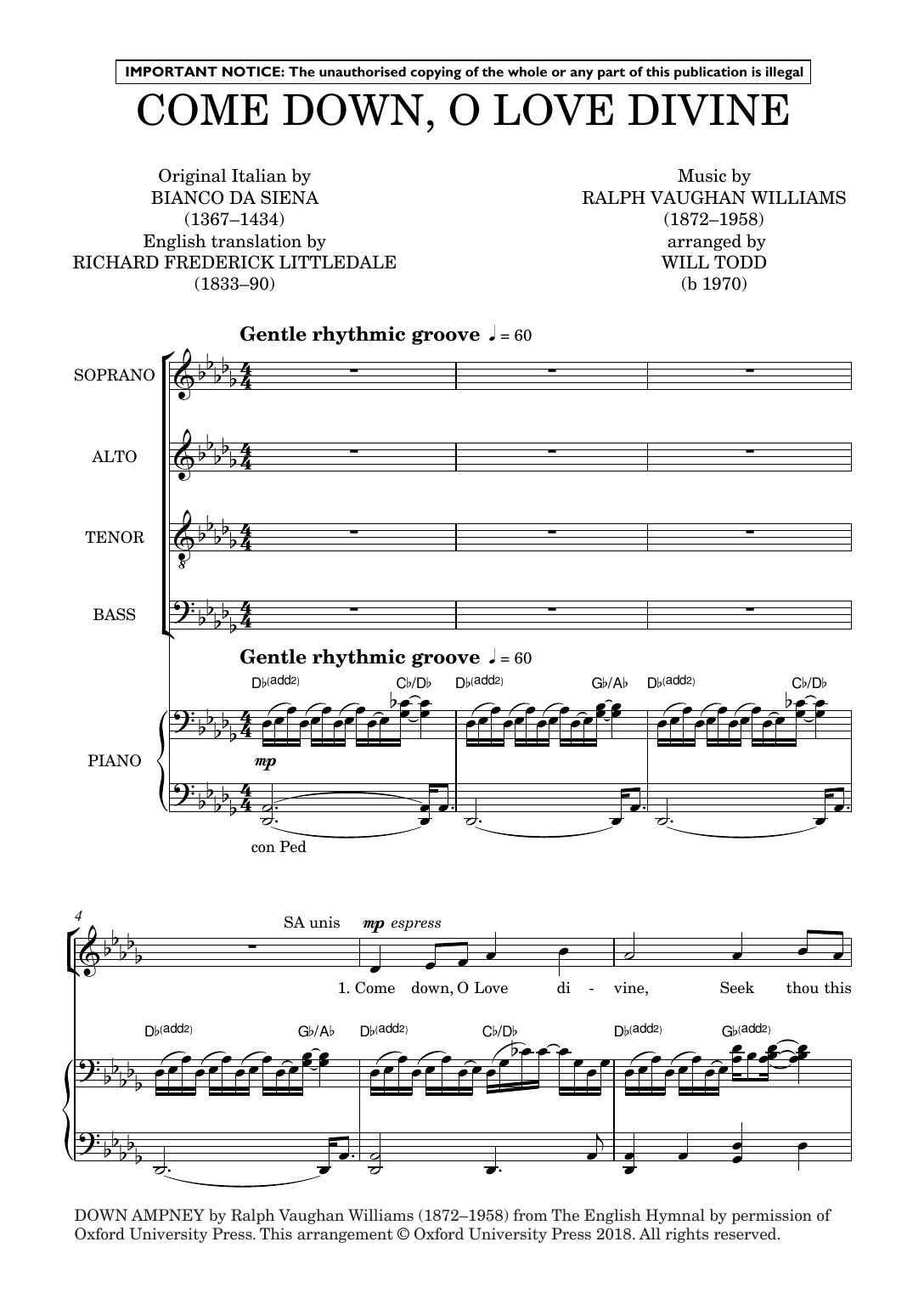 Download Will Todd Three Jazz Hymns (Come Down, O Love Divine; God Is Love/Love Divine; Let All Mor Sheet Music and learn how to play SATB Choir PDF digital score in minutes