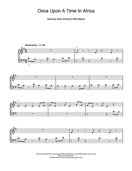 Download Will Adams Once Upon A Time In Africa Sheet Music and learn how to play 5-Finger Piano PDF digital score in minutes