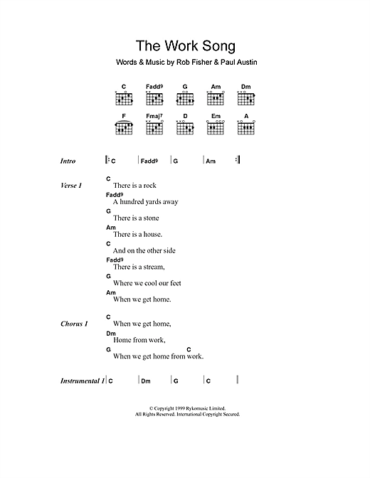Download Willard Grant Conspiracy The Work Song Sheet Music and learn how to play Lyrics & Chords PDF digital score in minutes