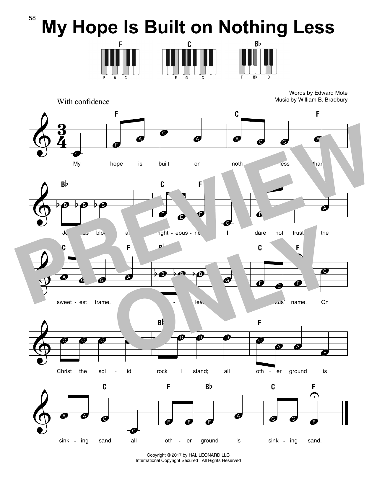 Download William B. Bradbury My Hope Is Built On Nothing Less Sheet Music and learn how to play SPREP PDF digital score in minutes