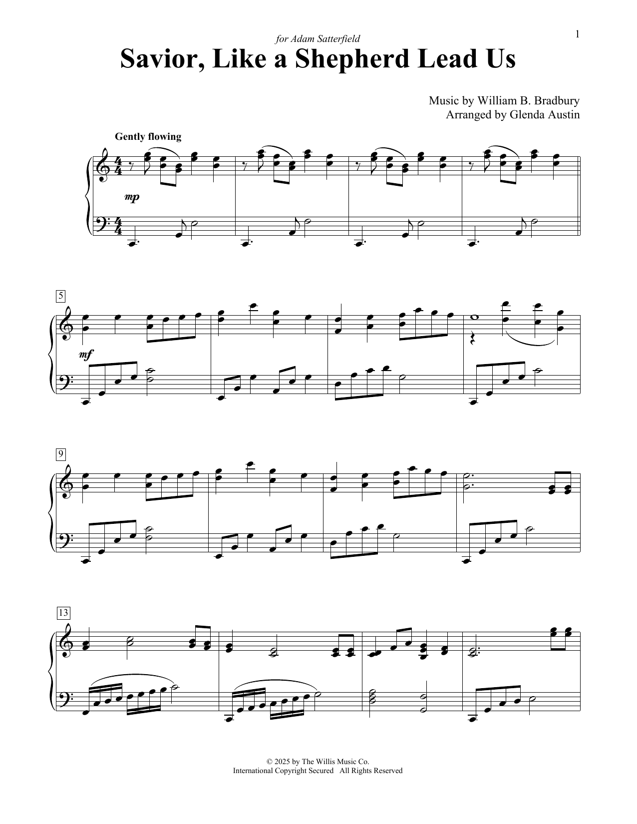 Download William B. Bradbury Savior, Like A Shepherd Lead Us (arr. Glenda Austin) Sheet Music and learn how to play Educational Piano PDF digital score in minutes