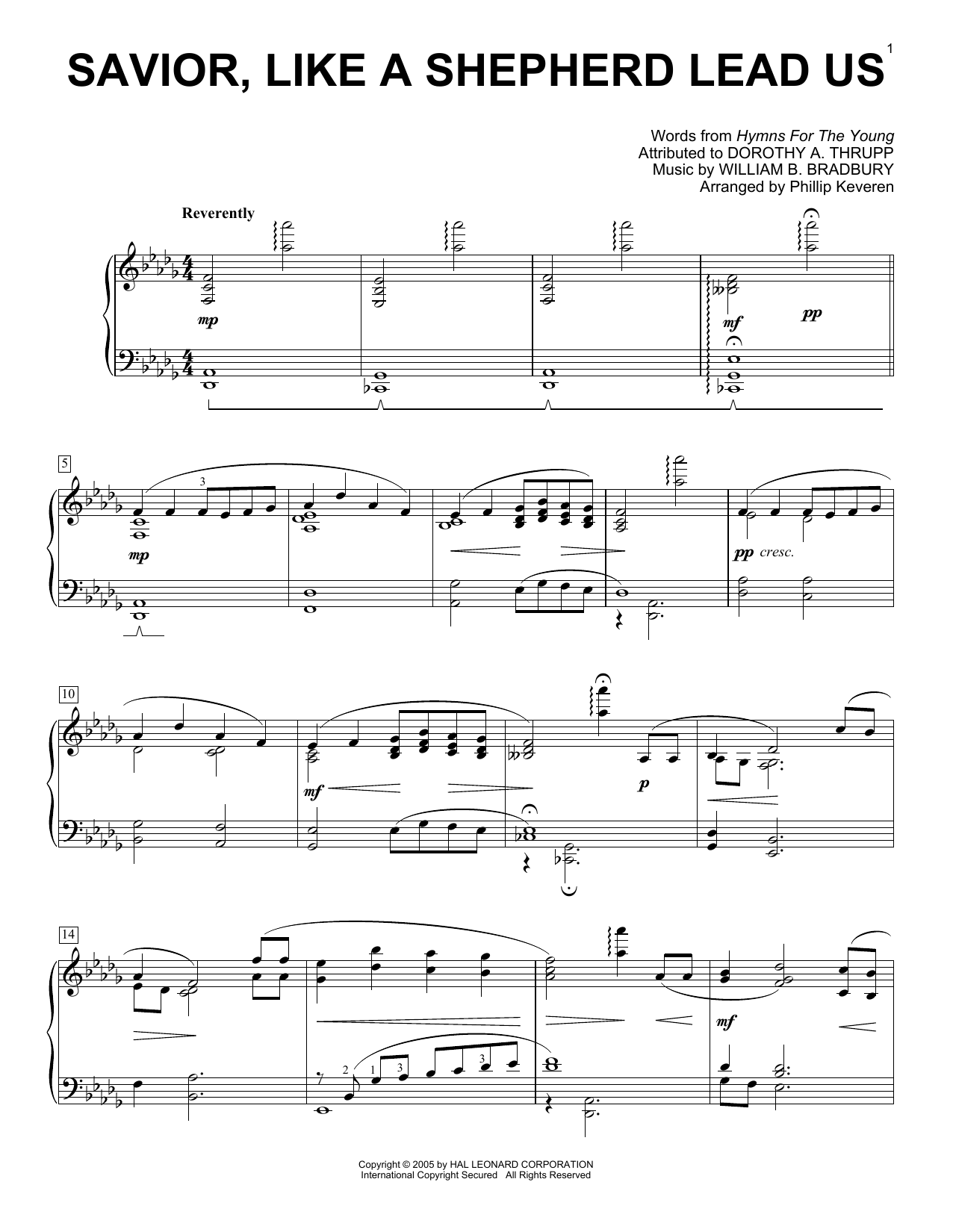 Download William B. Bradbury Savior, Like A Shepherd Lead Us [Jazz version] (arr. Phillip Keveren) Sheet Music and learn how to play Piano Solo PDF digital score in minutes