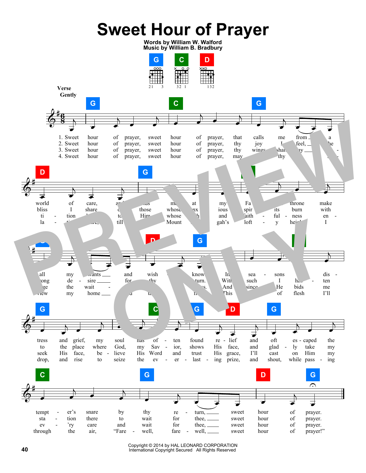 Download William B. Bradbury Sweet Hour Of Prayer Sheet Music and learn how to play 5-Finger Piano PDF digital score in minutes