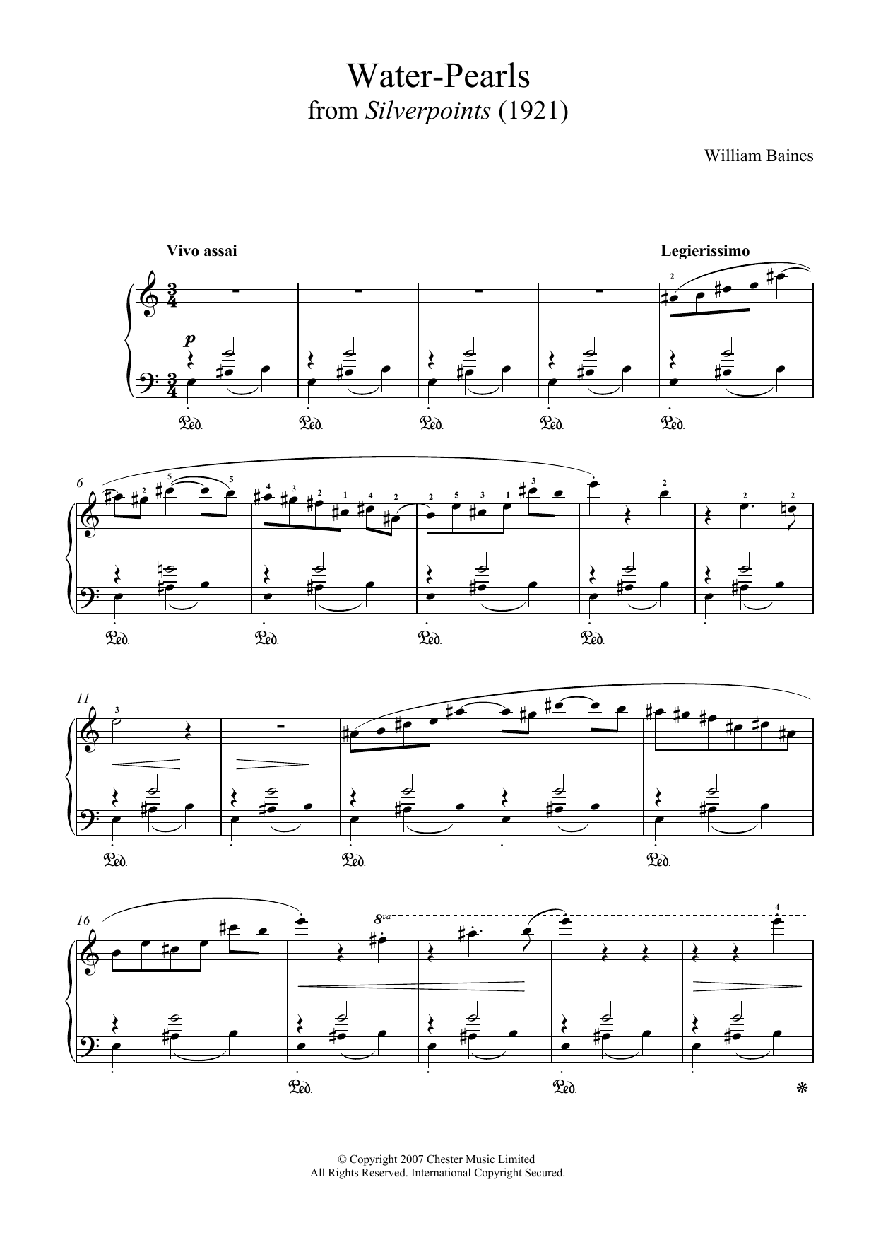 Download William Baines Water-Pearls (From 'Silverpoints') Sheet Music and learn how to play Piano PDF digital score in minutes