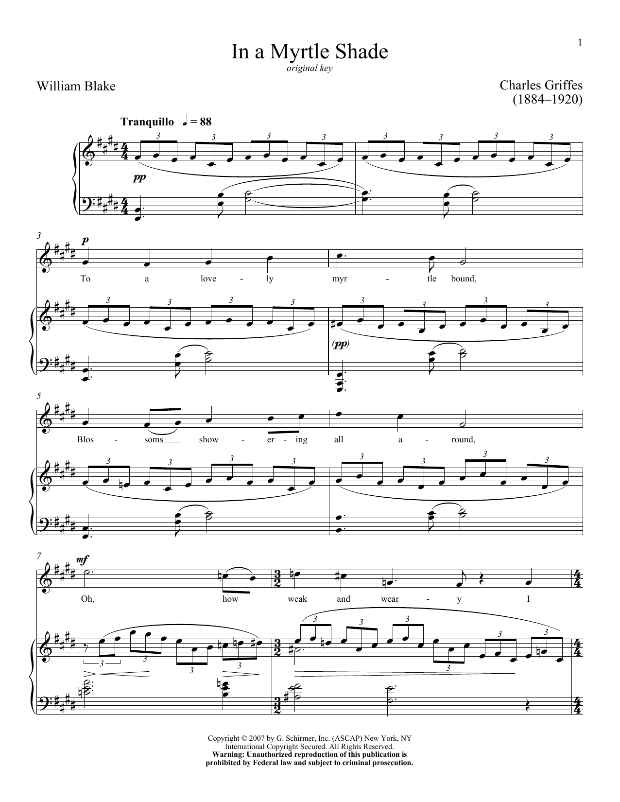 Download William Blake In A Myrtle Shade Sheet Music and learn how to play Piano & Vocal PDF digital score in minutes