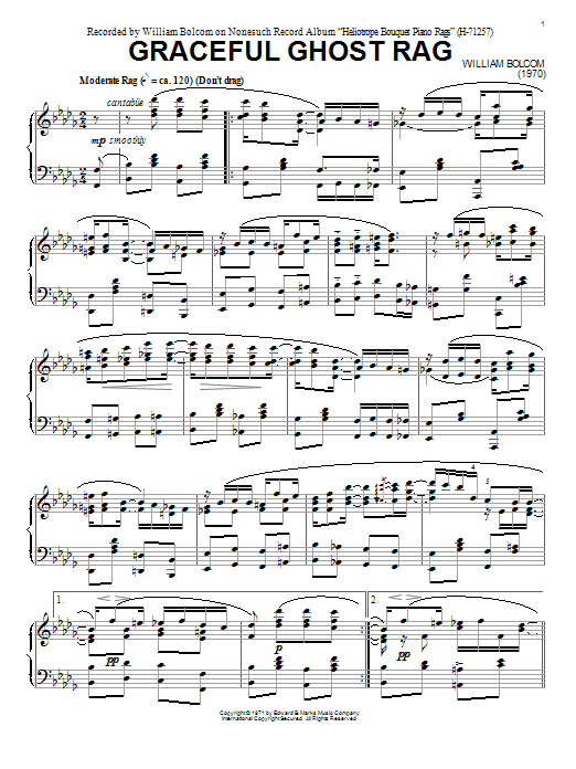 Download William Bolcom Graceful Ghost Rag Sheet Music and learn how to play Piano PDF digital score in minutes
