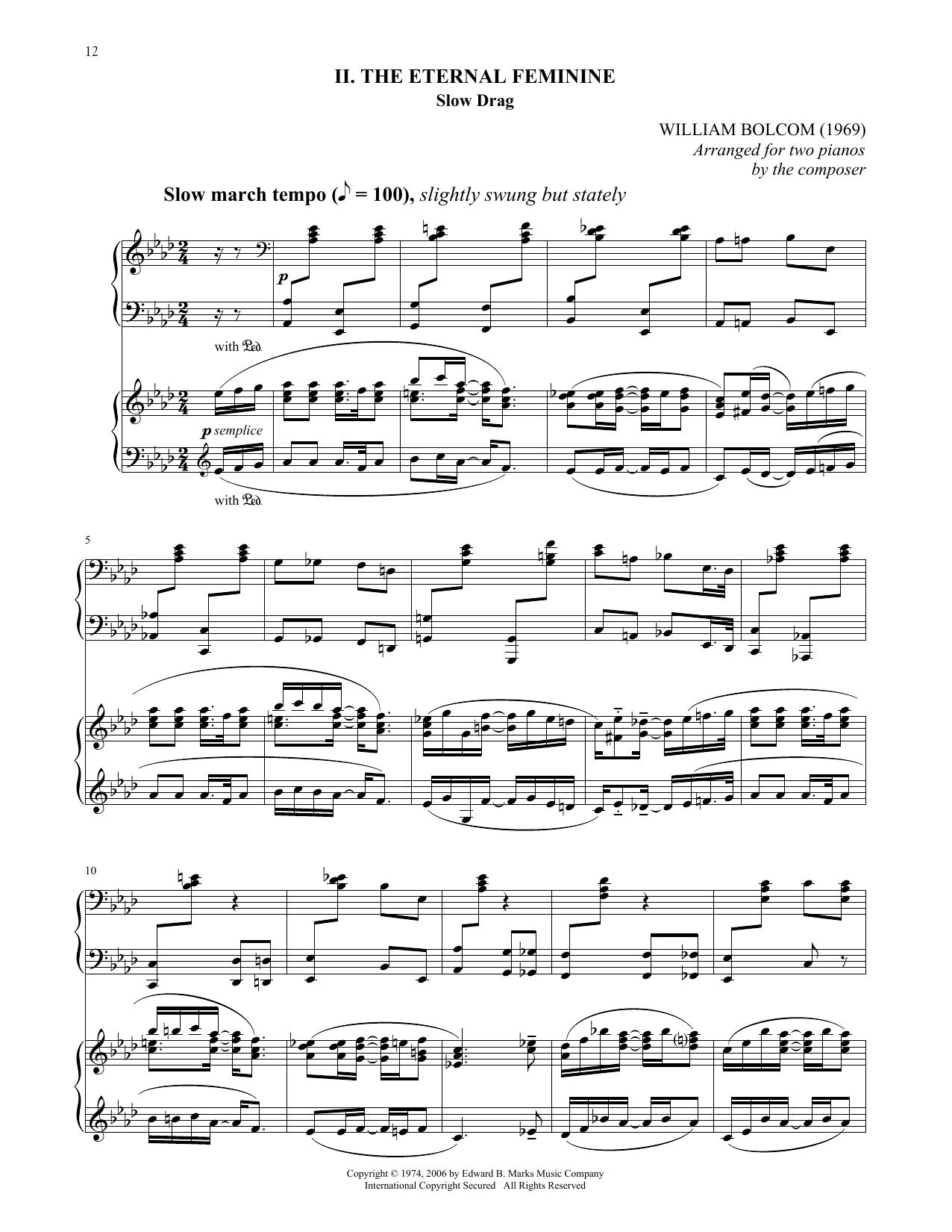 Download William Bolcom The Eternal Feminine Sheet Music and learn how to play Piano Duet PDF digital score in minutes