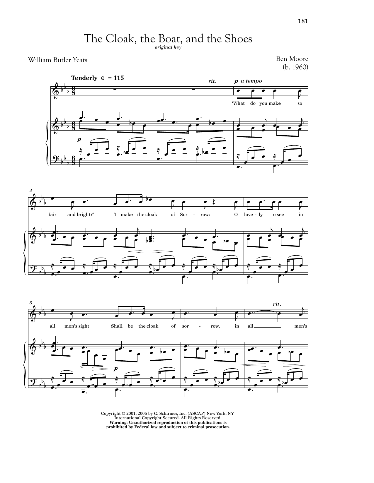 Download William Butler Yeats The Cloak, The Boat, And The Shoes Sheet Music and learn how to play Piano & Vocal PDF digital score in minutes