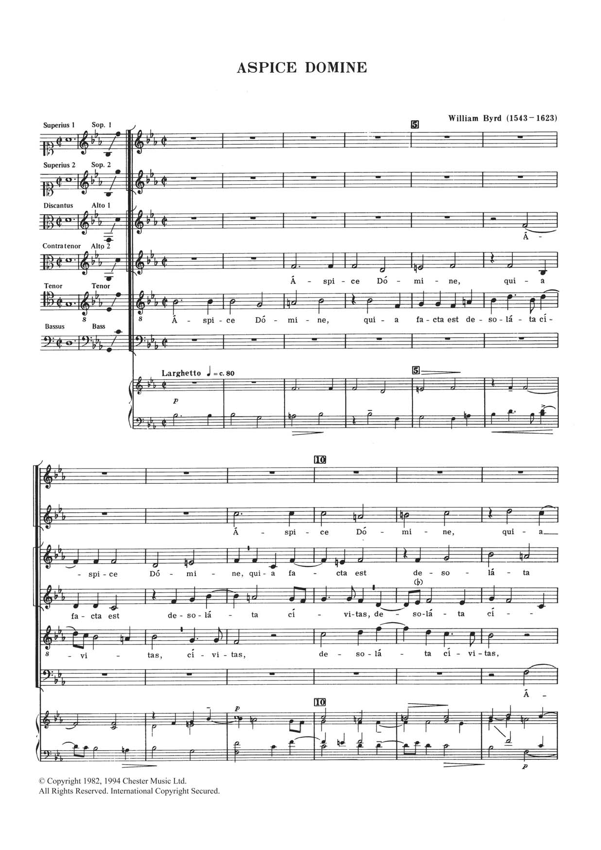 Download William Byrd Aspice Domine Sheet Music and learn how to play Choral SAATB PDF digital score in minutes