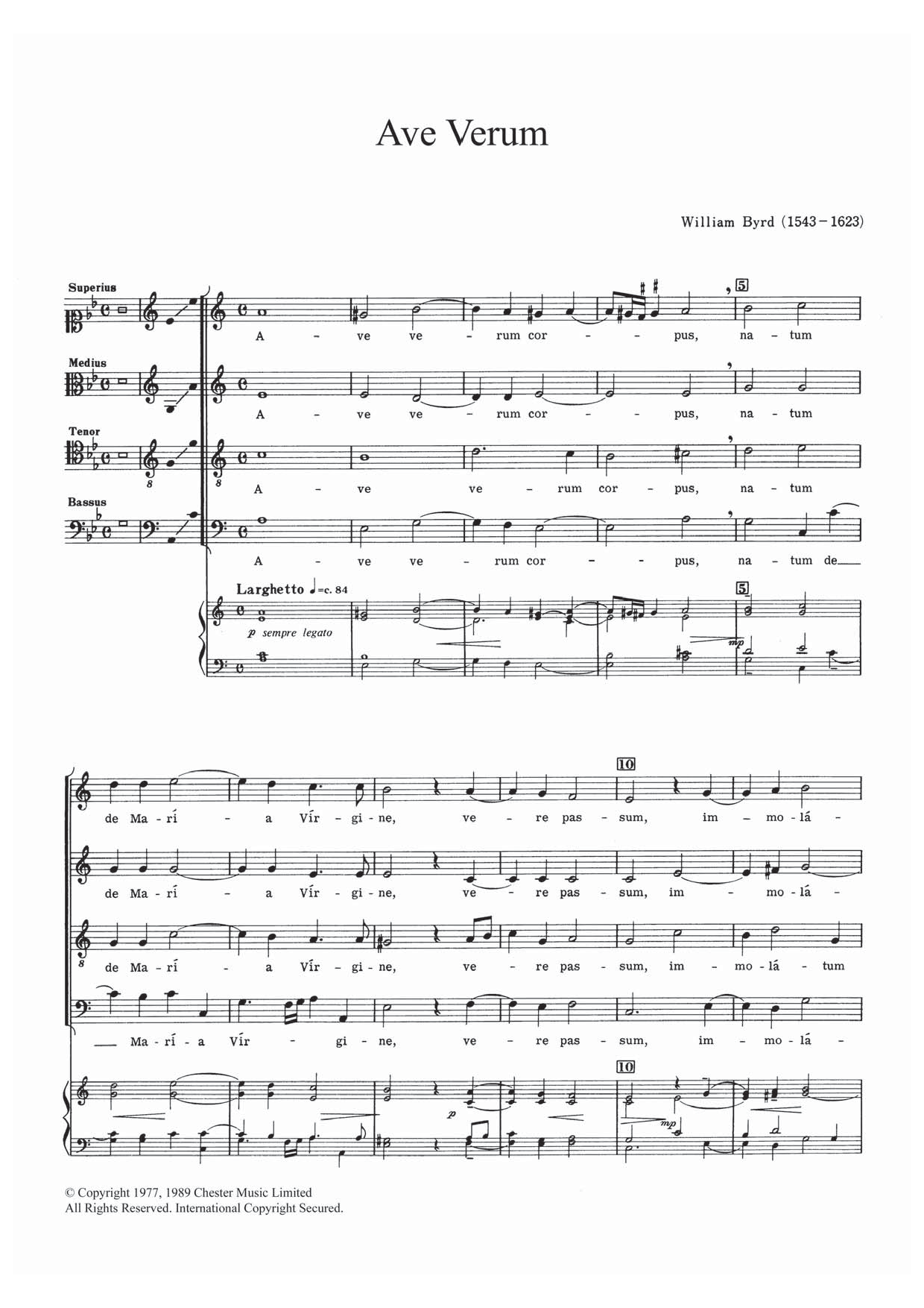 Download William Byrd Ave Verum Sheet Music and learn how to play SATB PDF digital score in minutes