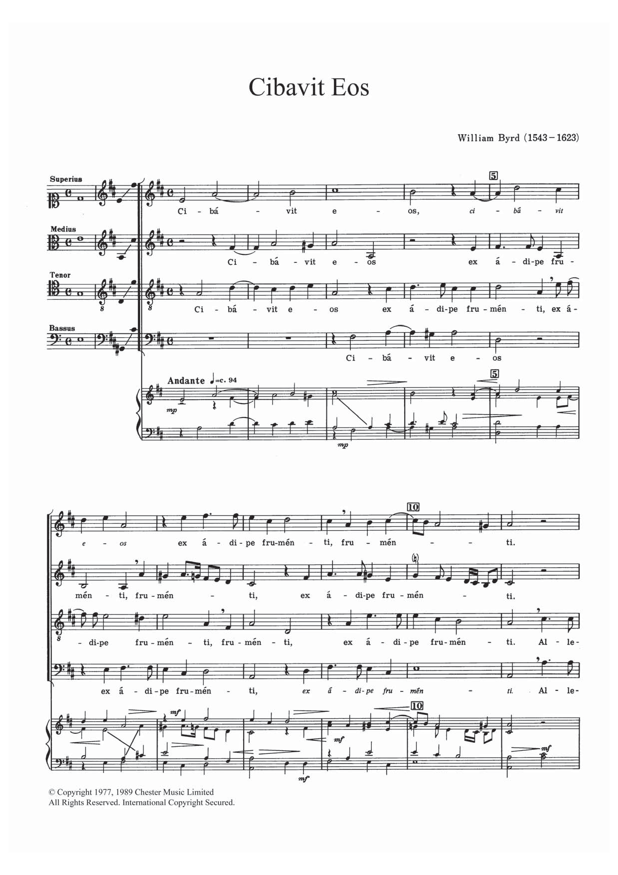 Download William Byrd Cibavit Eos Sheet Music and learn how to play SATB PDF digital score in minutes
