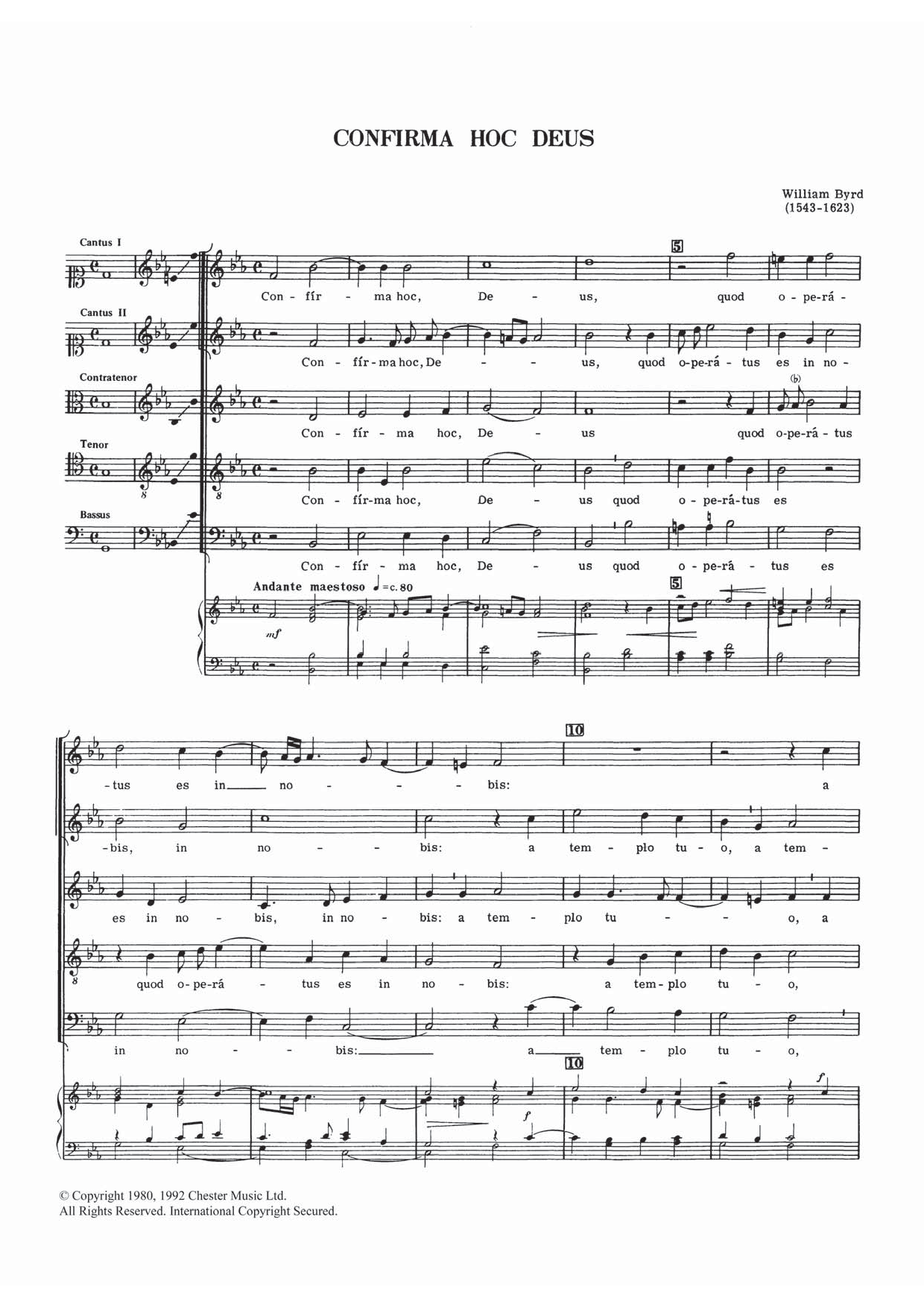 Download William Byrd Confirma Hoc Deus Sheet Music and learn how to play Choral SAATB PDF digital score in minutes