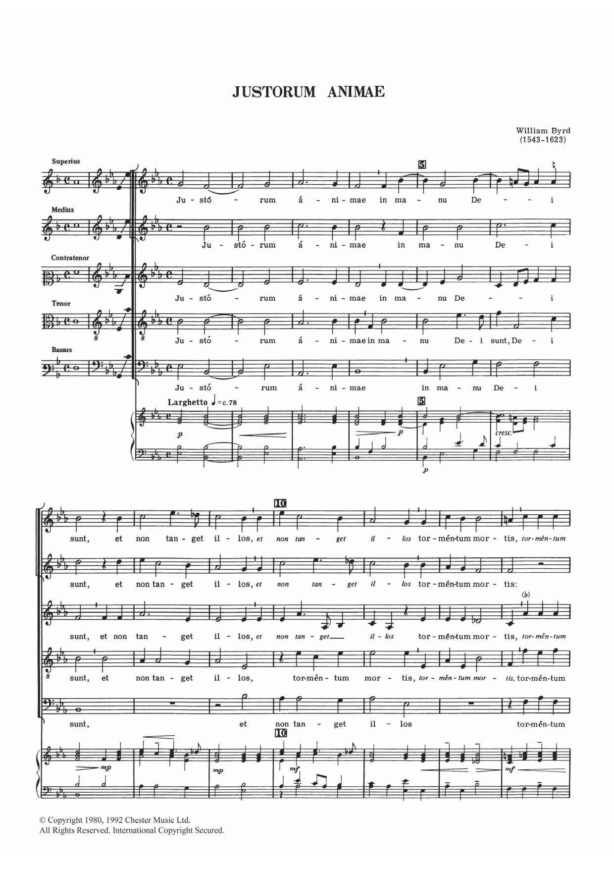 Download William Byrd Justorum Animae Sheet Music and learn how to play Choral SAATB PDF digital score in minutes