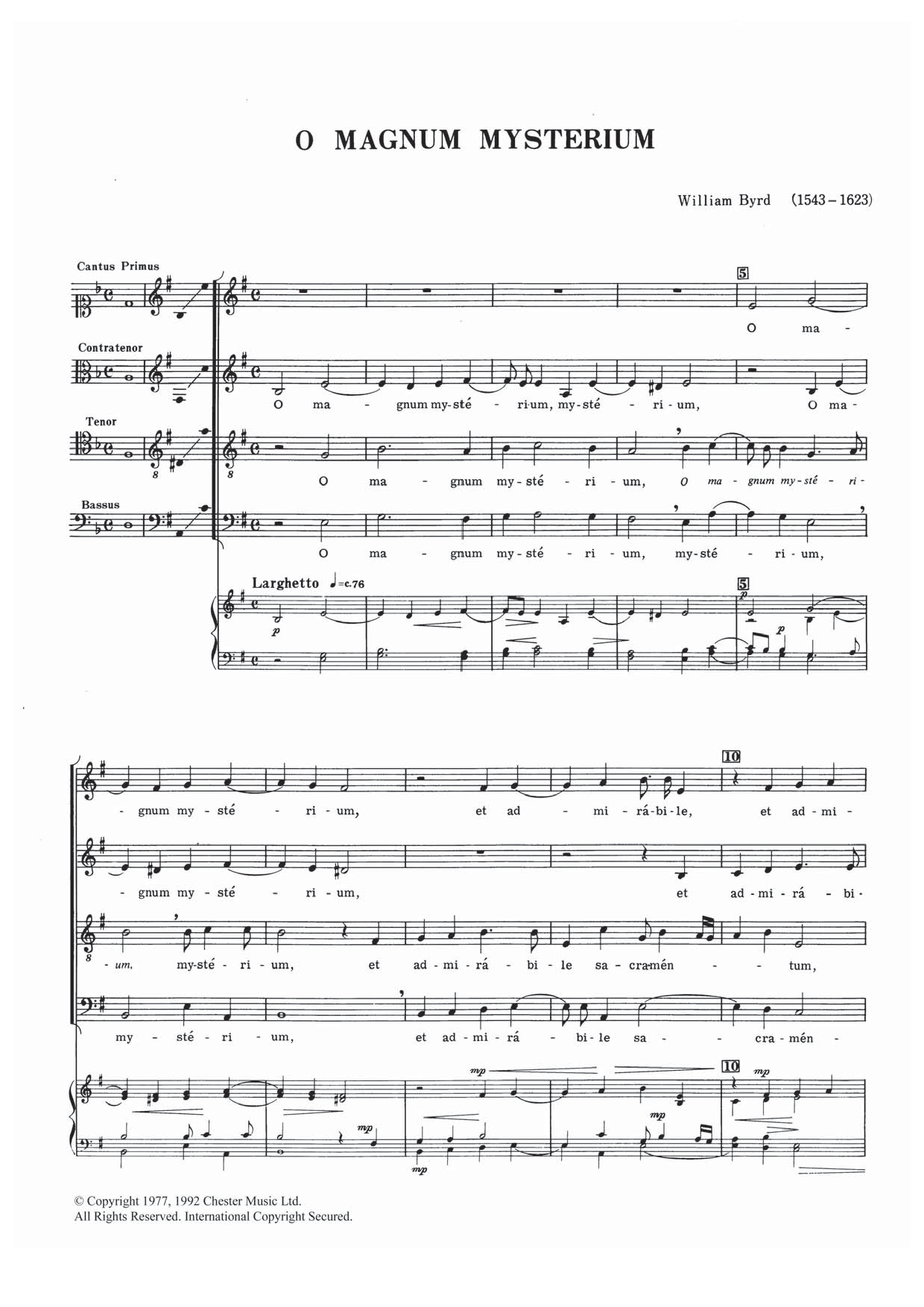 Download William Byrd O Magnum Mysterium Sheet Music and learn how to play SATB PDF digital score in minutes