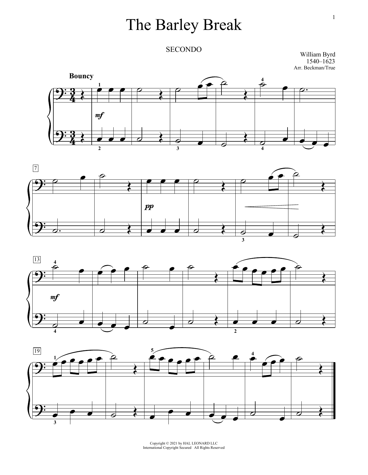 Download William Byrd The Barley Break Sheet Music and learn how to play Piano Duet PDF digital score in minutes