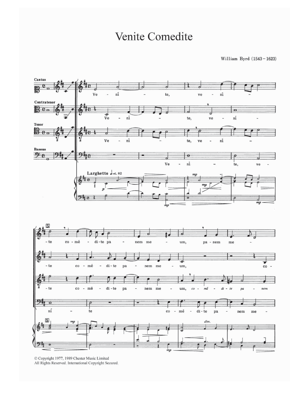 Download William Byrd Venite Comedite Sheet Music and learn how to play SATB PDF digital score in minutes