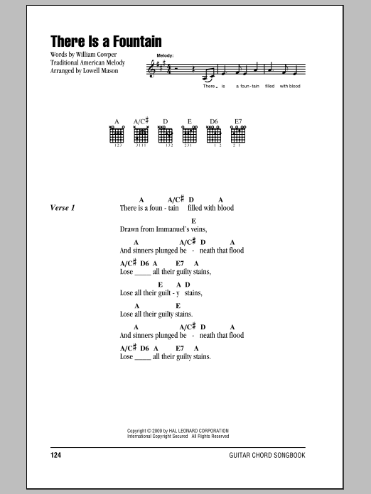 Download Traditional There Is A Fountain Sheet Music and learn how to play Lyrics & Piano Chords PDF digital score in minutes
